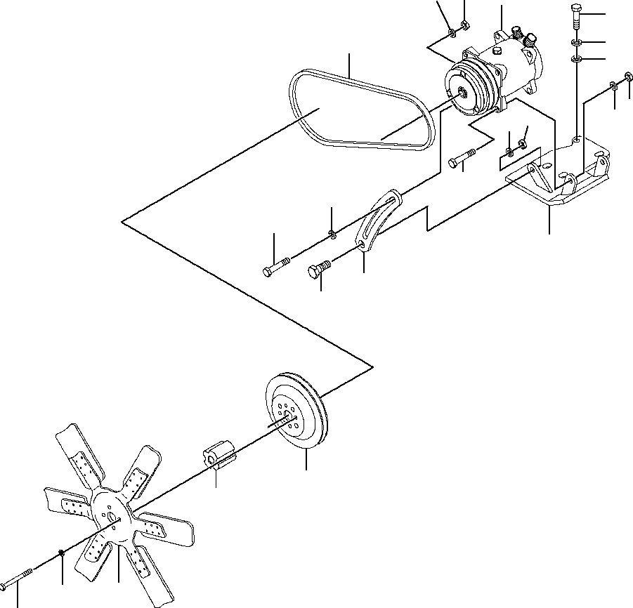 Graders Komatsu / GD530A/AW-2B/2C w/S6D102E S/N 203163-Up(GD530A2C) / AIR CONDITIONER COMPRESSOR MOUNTING S/N 203163-203917(13-150 : 13EHG380.001)