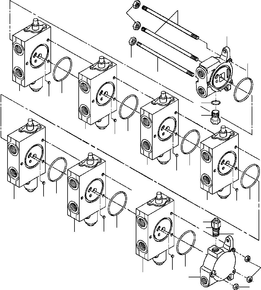 Graders Komatsu / GD650A-2CY S/N 211061-211069(GD650AK) / FIG. H5180-02A17 CONTROL VALVE - R.H. BANK - 7 VALVES(H-124 : H5180-02A17)