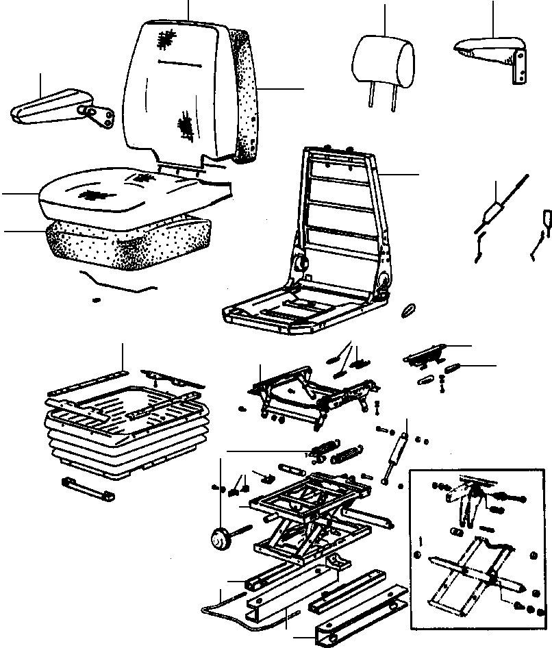 Graders Komatsu / GD650A-2CY S/N 211061-211069(GD650AK) / FIG. K5120-01A0 SUSPENSION SEAT - GRAY RIB FABRIC/GRAY PVC(K-004 : K5120-01A0)