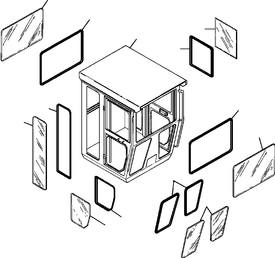 Graders Komatsu / GD650A-2CY S/N 211061-211069(GD650AK) / FIG. K5200-01A0 CAB GLASS - LOW PROFILE CAB(K-032 : K5200-01A0)