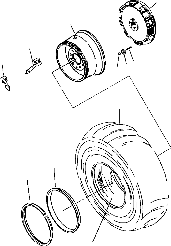 Graders Komatsu / GD650A-2CY S/N 211061-211069(GD650AK) / FIG. T5280-02A0 WHEELS AND RIMS - BUD TYPE(T-006 : T5280-02A0)