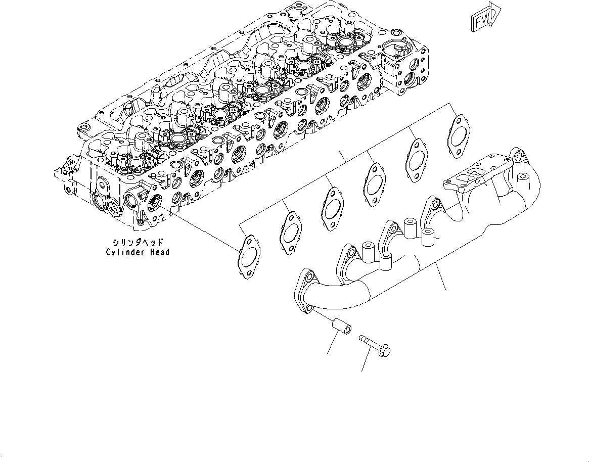 Komatsu parts book diagram for SAA6D107E-1CC S/N 26540705-UP (For GD655-5): EXHAUST MANIFOLD