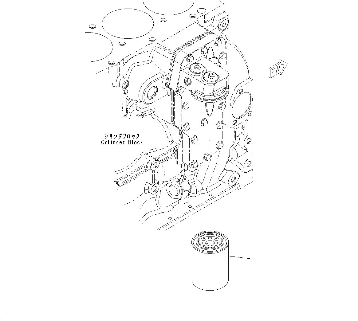Komatsu parts book diagram for SAA6D107E-1CC S/N 26540705-UP (For GD655-5): ENGINE OIL FILTER