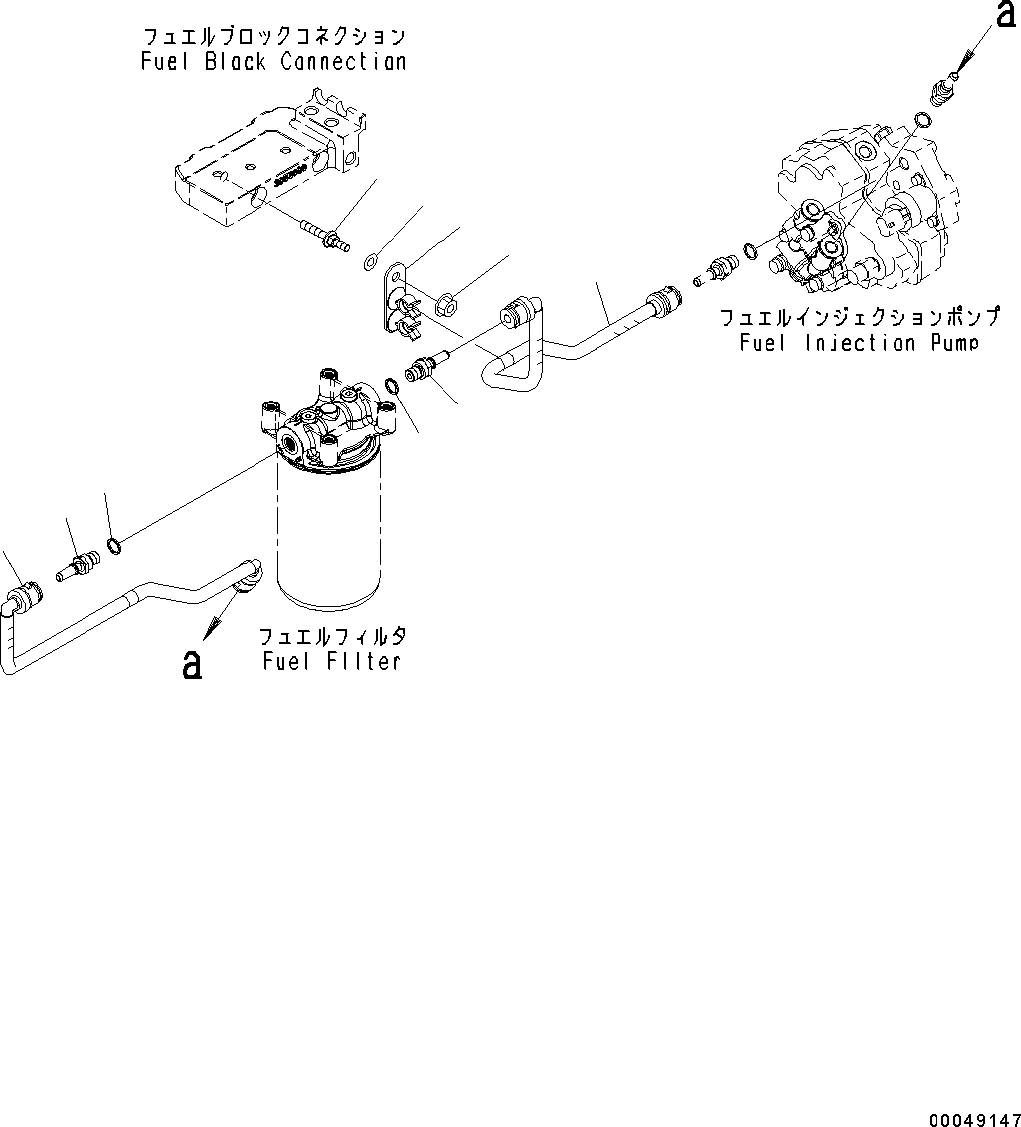 Komatsu parts book diagram for SAA6D107E-1CC S/N 26540705-UP (For GD655-5): FUEL FILTER PIPING