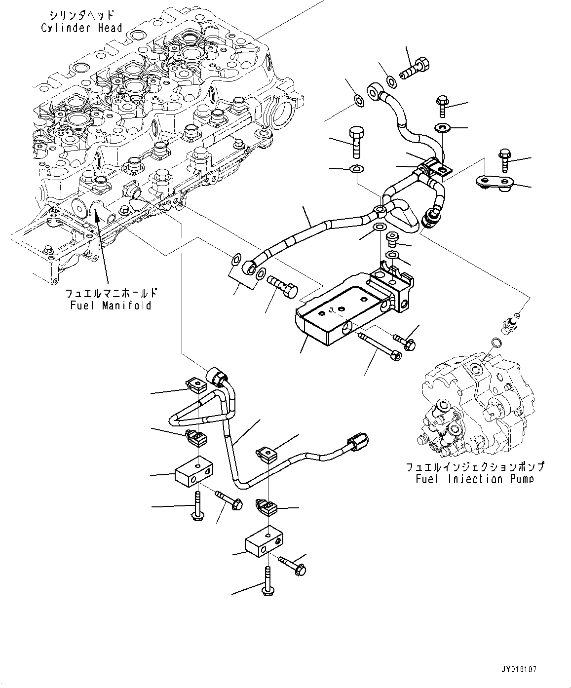 Komatsu parts book diagram for SAA6D107E-1CC S/N 26540705-UP (For GD655-5): FUEL PIPING