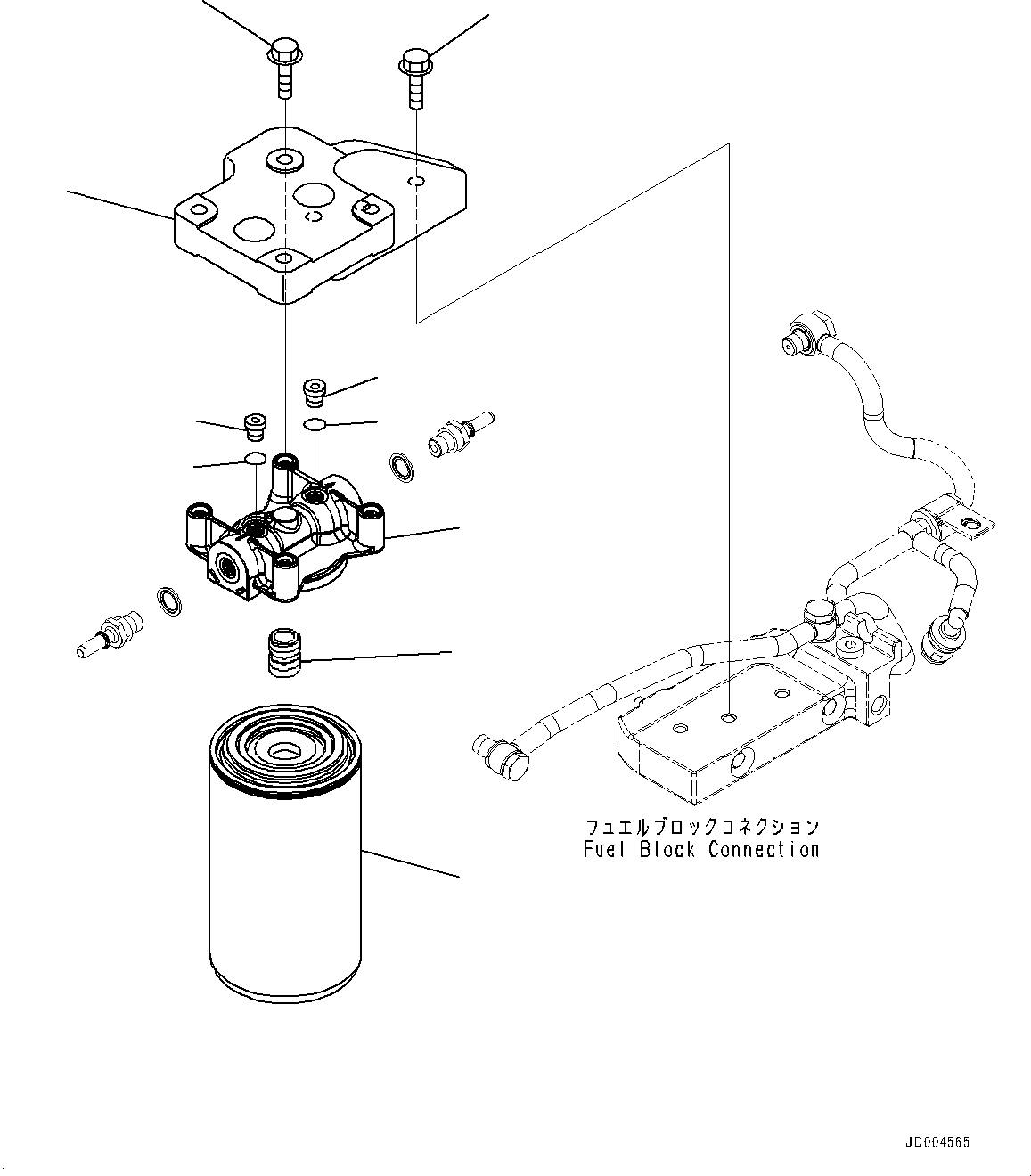 Komatsu parts book diagram for SAA6D107E-1CC S/N 26540705-UP (For GD655-5): FUEL FILTER (#36324326-)