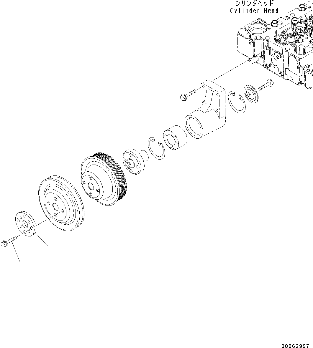 Komatsu parts book diagram for SAA6D107E-1CC S/N 26540705-UP (For GD655-5): COOLING FAN DRIVE MOUNTING
