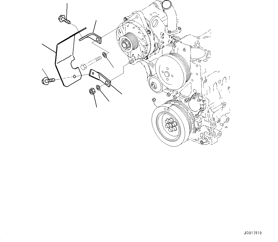 Komatsu parts book diagram for SAA6D107E-1CC S/N 26540705-UP (For GD655-5): ALTERNATOR, 90AMP., GUARD (#26540705-36324325)