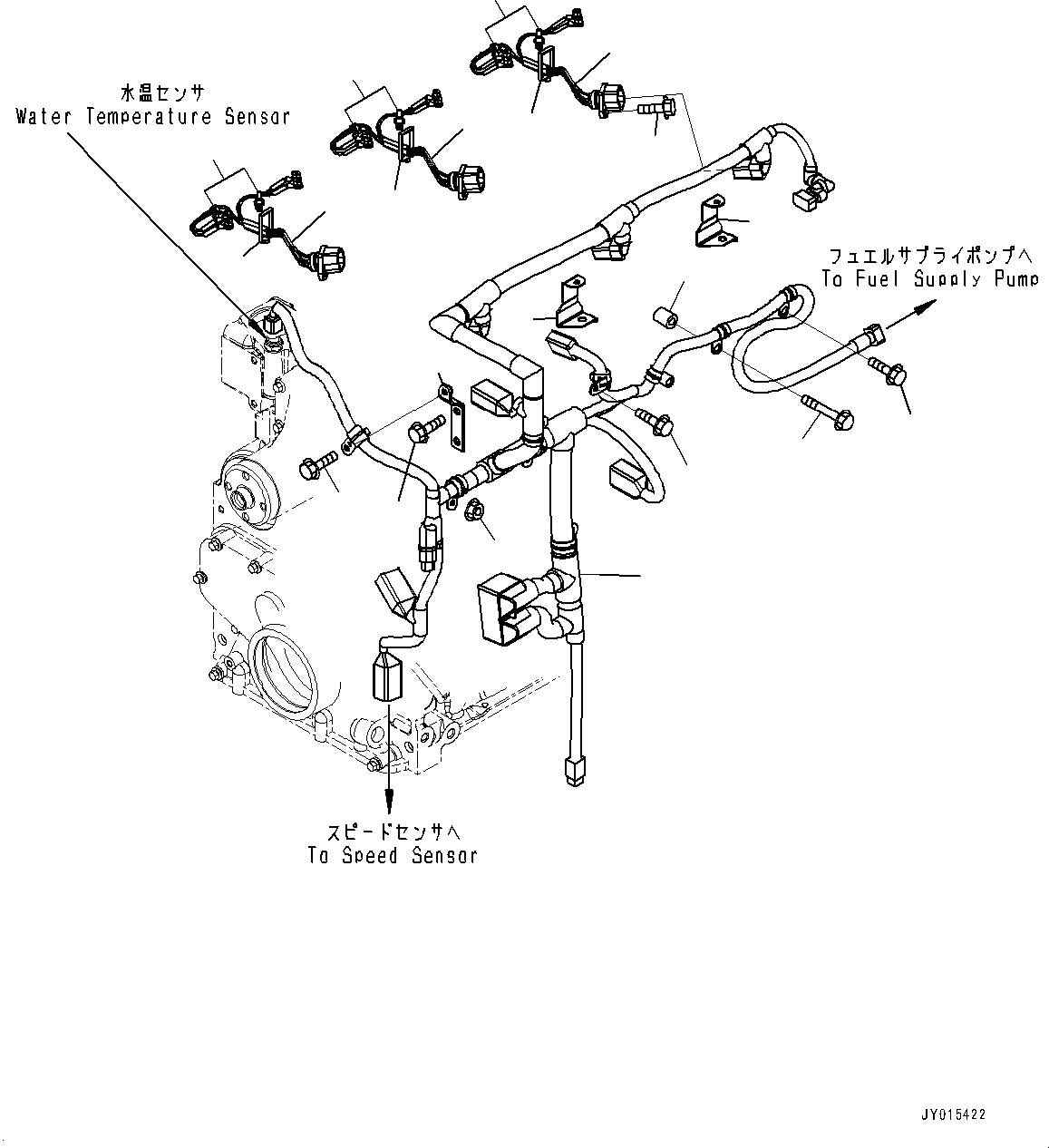 Komatsu parts book diagram for SAA6D107E-1CC S/N 26540705-UP (For GD655-5): ENGINE WIRING HARNESS