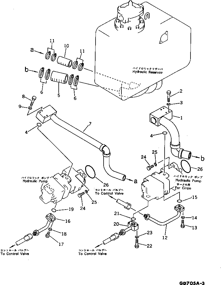 Graders Komatsu / GD705A-3 S/N 10002-UP(GD705A-C) / LOW PRESSURE PIPING(180220 : 3641)