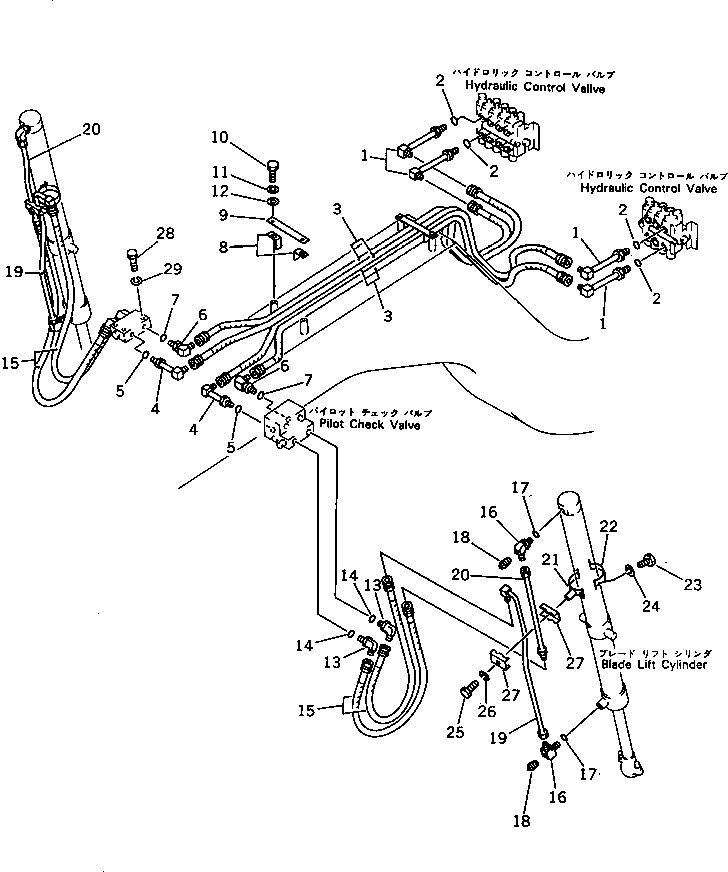 Graders Komatsu / GD705A-3 S/N 10002-UP(GD705A-C) / BLADE LIFT PIPING(180260 : 3645)