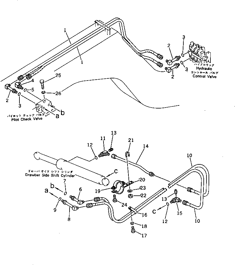 Graders Komatsu / GD705A-3 S/N 10002-UP(GD705A-C) / DRAWBAR SIDE SHIFT PIPING(180290 : 3648)