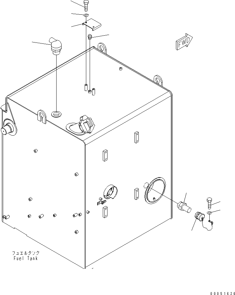 Dump Trucks Komatsu / HD785-7 S/N A10001-UP(HD785-AE) / FUEL TANK (WITHOUT FUEL QUICK CHARGE VALVE) (WITH QUICK COUPLER & VANDALISM PROTECTION)(090050 : D0100-04B3)