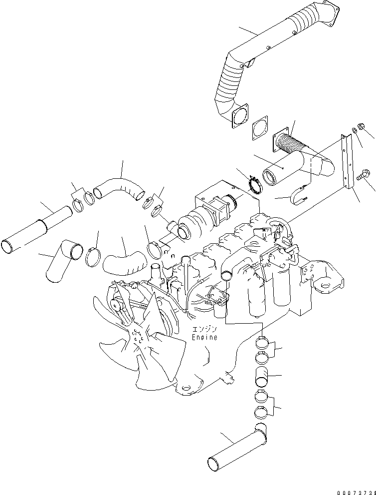 Komatsu parts book diagram for HM300-1L S/N A10001-UP: ENGINE PIPING (AIR INTAKE AND EXHAUST)