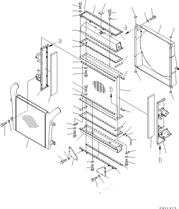 Komatsu parts book diagram for HM300-1L S/N A10001-UP: RADIATOR AND AFTER COOLER