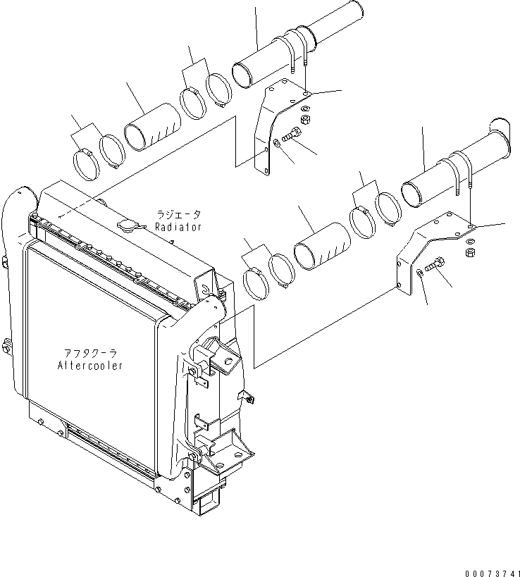 Komatsu parts book diagram for HM300-1L S/N A10001-UP: RADIATOR (AIR INTAKE PIPING)