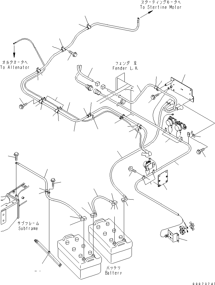 Komatsu parts book diagram for HM300-1L S/N A10001-UP: BATTERY (WIRING)