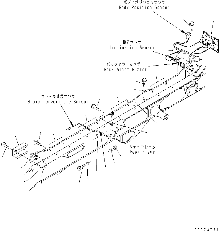 Komatsu parts book diagram for HM300-1L S/N A10001-UP: REAR FRAME HARNESS