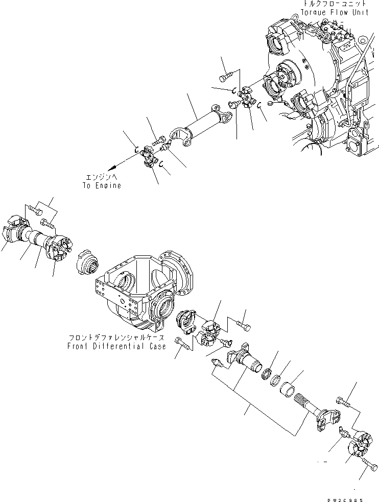 Komatsu parts book diagram for HM300-1L S/N A10001-UP: FRONT DRIVE SHAFT