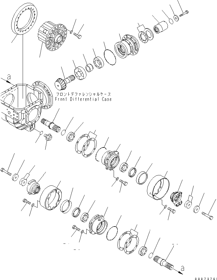 Komatsu parts book diagram for HM300-1L S/N A10001-UP: FRONT DIFFERENTIAL (PINION GEAR AND COUPLING)