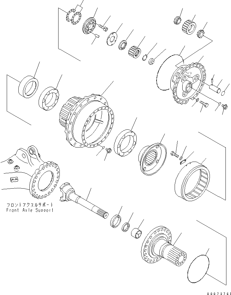 Komatsu parts book diagram for HM300-1L S/N A10001-UP: FRONT FINAL DRIVE