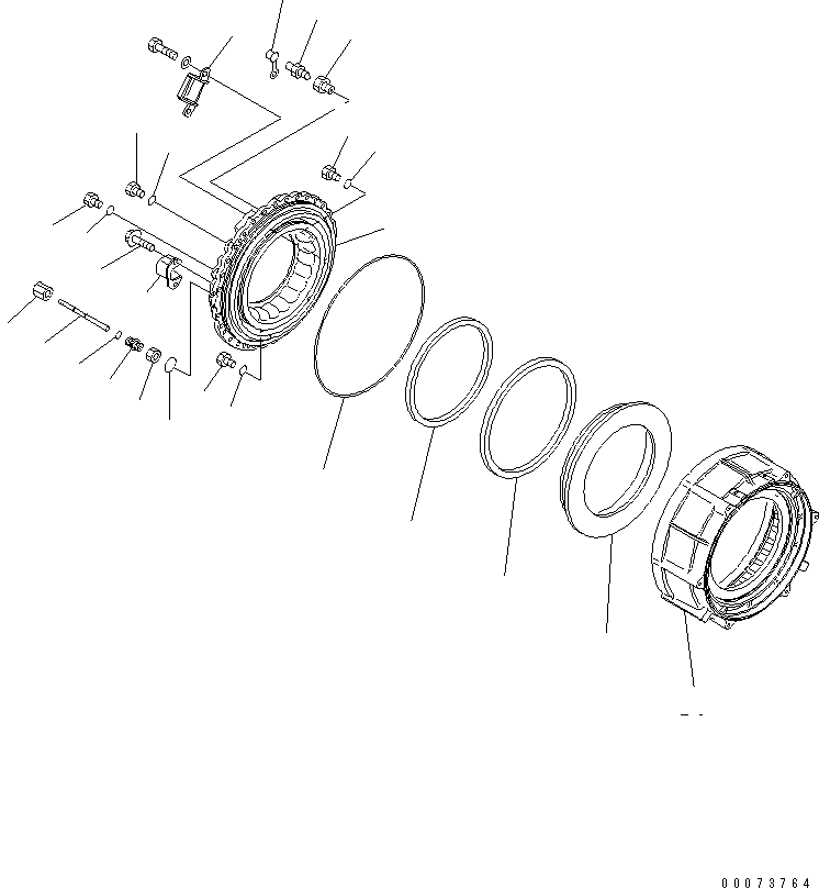 Komatsu parts book diagram for HM300-1L S/N A10001-UP: FRONT FINAL BRAKE (BRAKE CYLINDER)