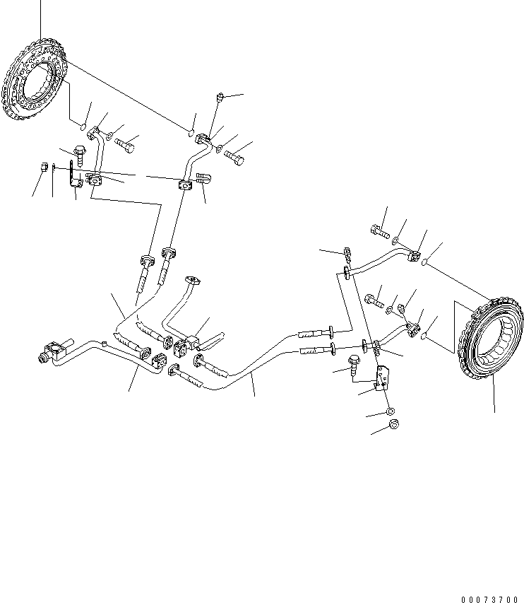 Komatsu parts book diagram for HM300-1L S/N A10001-UP: FRONT BRAKE COOLING