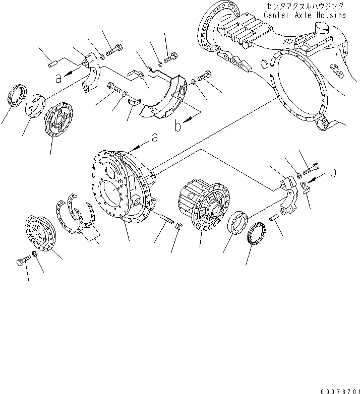 Komatsu parts book diagram for HM300-1L S/N A10001-UP: CENTER AXLE (CARRIER)