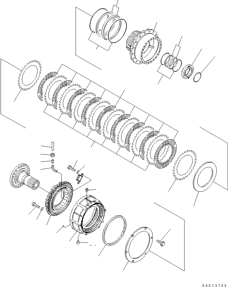 Komatsu parts book diagram for HM300-1L S/N A10001-UP: CENTER AXLE (HUB)