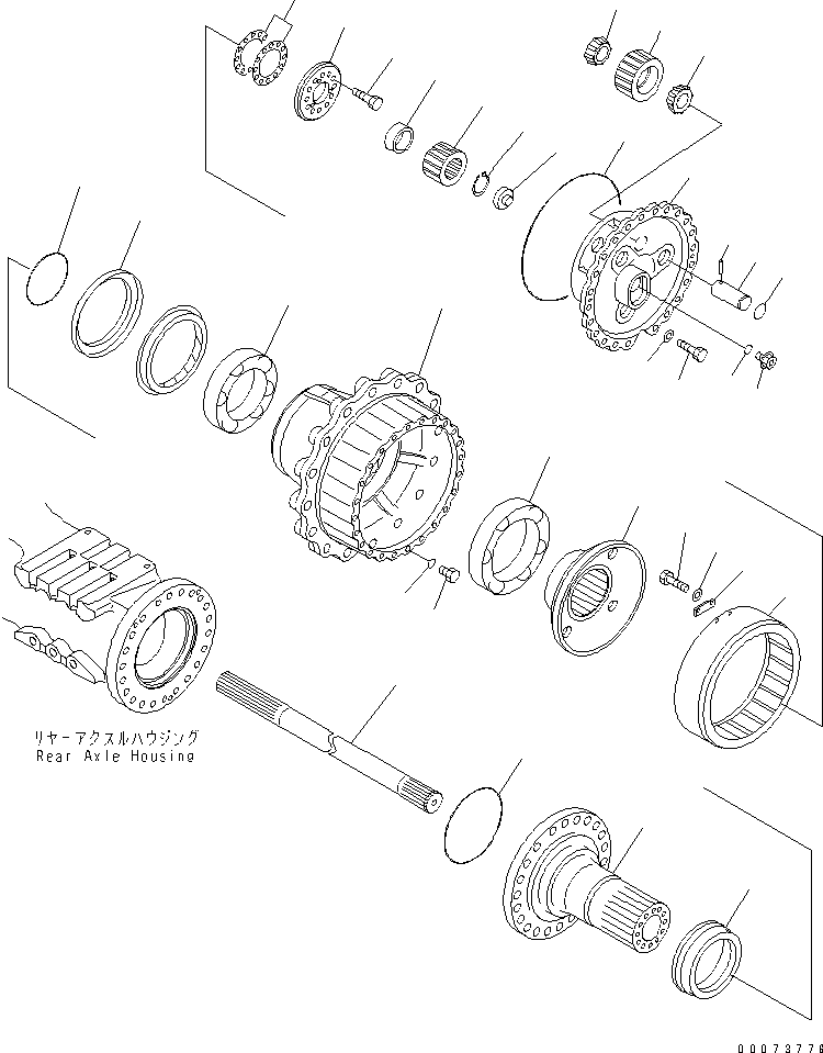 Komatsu parts book diagram for HM300-1L S/N A10001-UP: REAR AXLE (FINAL DRIVE)