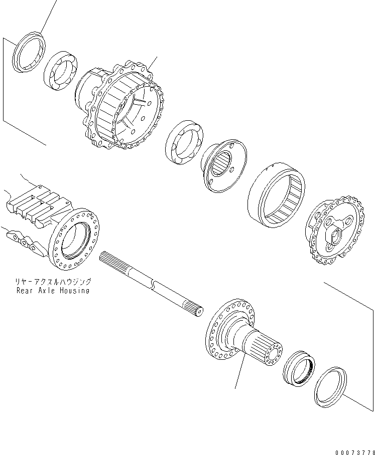 Komatsu parts book diagram for HM300-1L S/N A10001-UP: REAR AXLE (HUB)