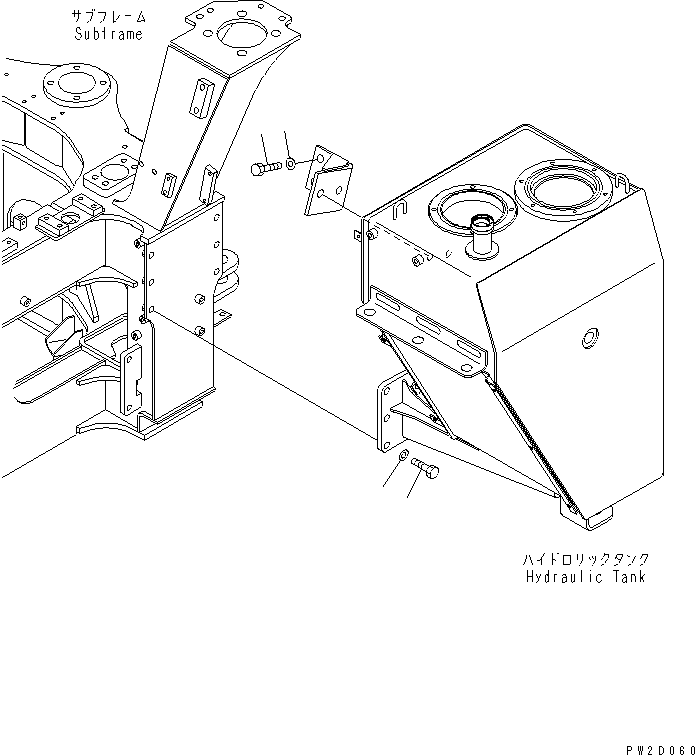 Komatsu parts book diagram for HM300-1L S/N A10001-UP: HYDRAULIC TANK (MOUNTING PARTS)