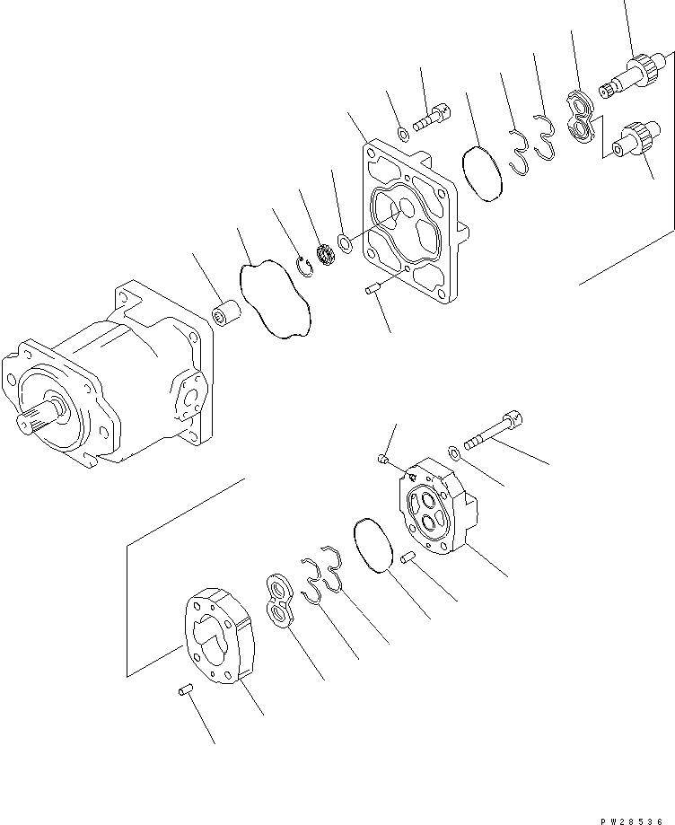 Komatsu parts book diagram for HM300-1L S/N A10001-UP: HYDRAULIC GEAR PUMP (SAR80+18) (2/2)