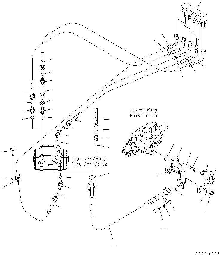 Komatsu parts book diagram for HM300-1L S/N A10001-UP: HYDRAULIC PIPING (STEERING CYLINDER LINE¤ 1/2)