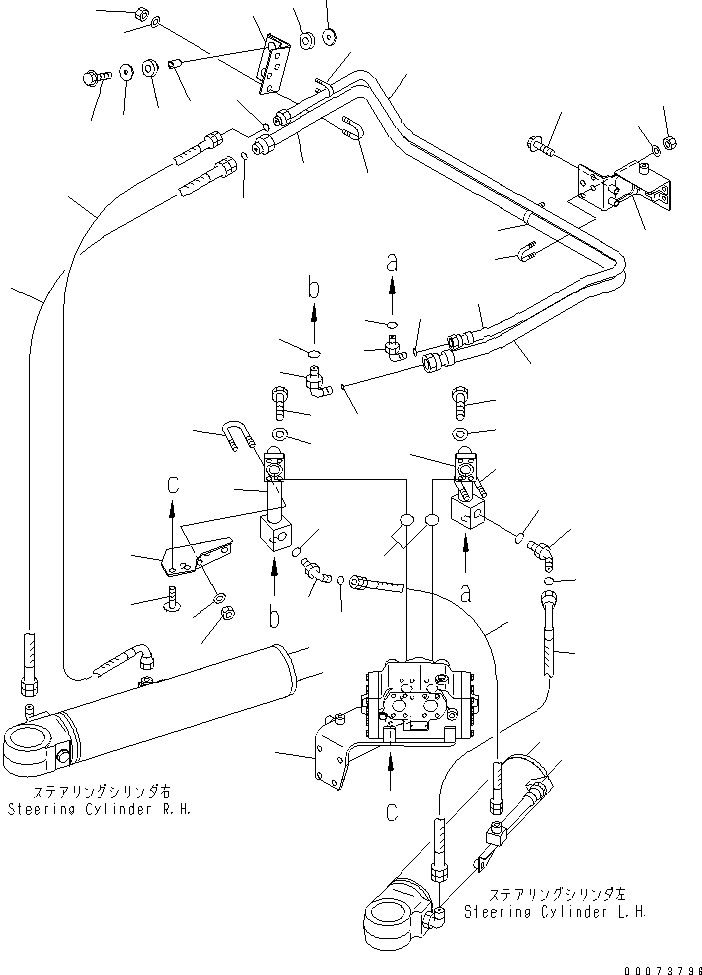 Komatsu parts book diagram for HM300-1L S/N A10001-UP: HYDRAULIC PIPING (STEERING CYLINDER LINE¤ 2/2)