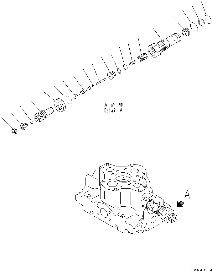 Komatsu parts book diagram for HM300-1L S/N A10001-UP: HOIST VALVE (2/2)