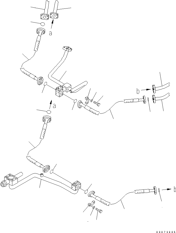 Komatsu parts book diagram for HM300-1L S/N A10001-UP: BRAKE COOLING PIPING (TRANSMISSION TO FRONT AXLE¤ 2/2)
