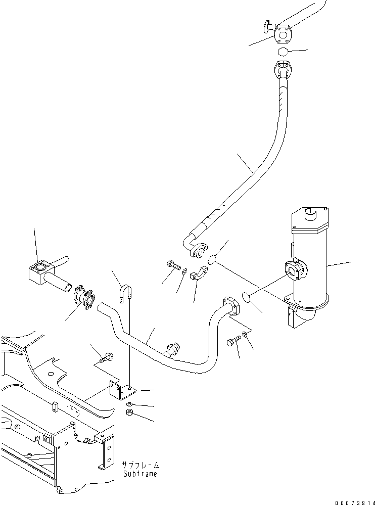 Komatsu parts book diagram for HM300-1L S/N A10001-UP: BRAKE COOLING PIPING (OIL COOLER TO LINE FILTER)