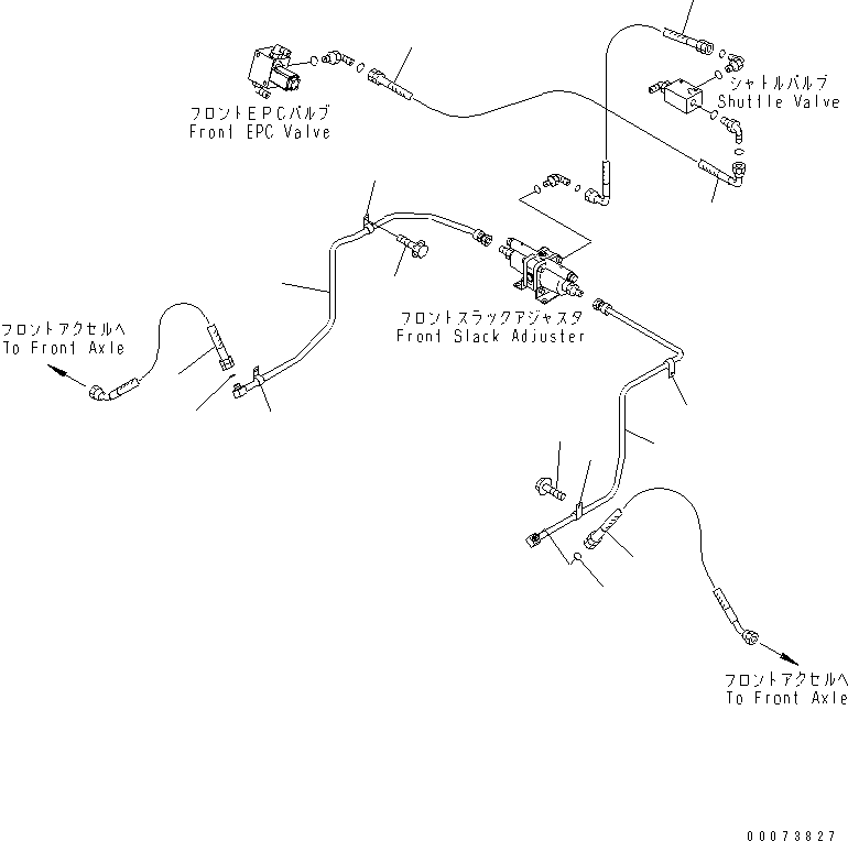 Komatsu parts book diagram for HM300-1L S/N A10001-UP: BRAKE PIPING (PARKING VALVE TO PARKING BRAKE CYLINDER HOSE)