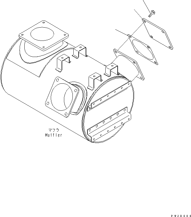 Komatsu parts book diagram for HM300-1L S/N A10001-UP: EXHAUST PIPING (SHUTTER PLATE)