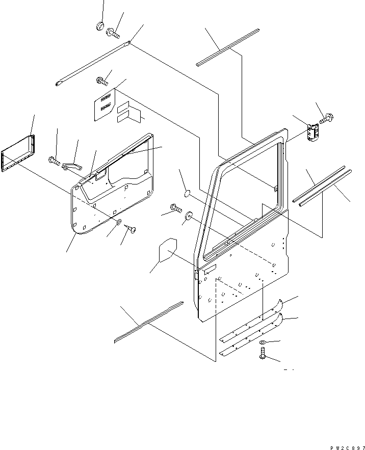 Komatsu parts book diagram for HM300-1L S/N A10001-UP: CAB (L.H. DOOR¤ ACCESSORY PARTS)