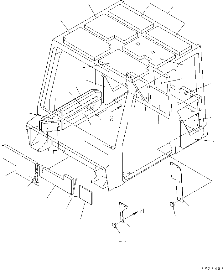 Komatsu parts book diagram for HM300-1L S/N A10001-UP: CAB (NOISE - PROOFING SHEET¤ 2/2)