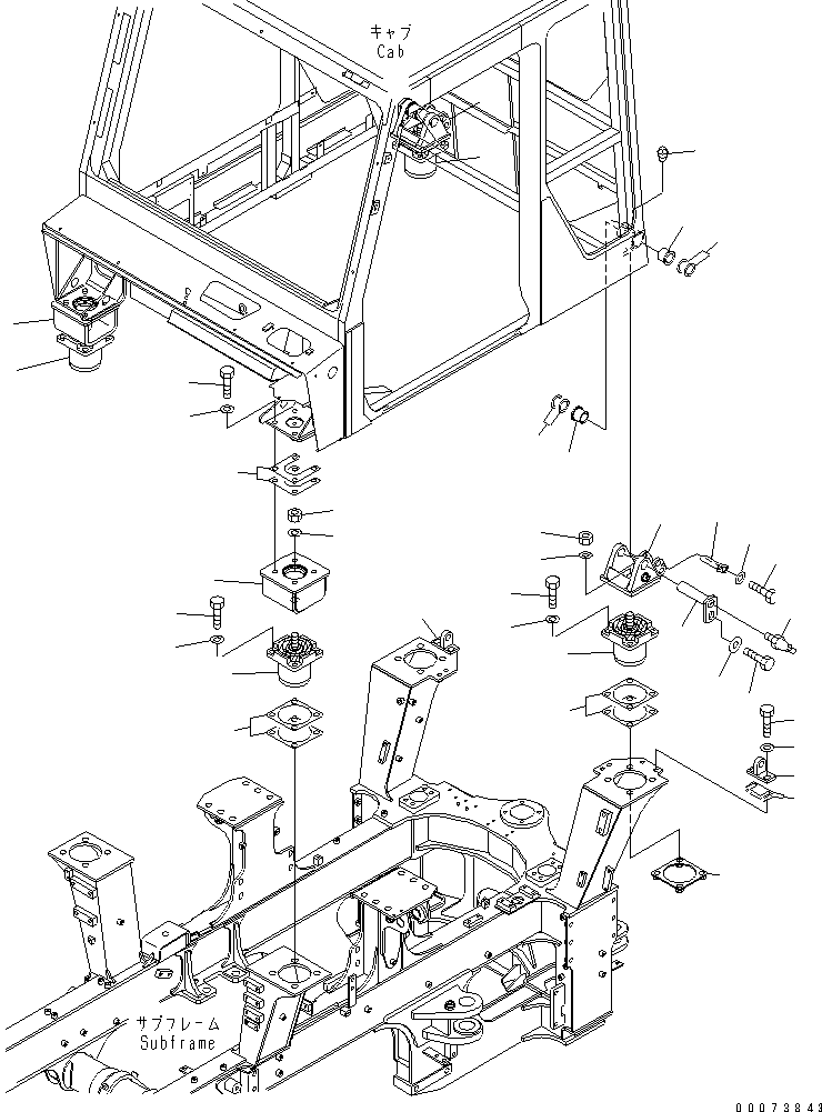 Komatsu parts book diagram for HM300-1L S/N A10001-UP: CAB MOUNTING PARTS