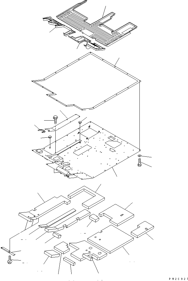 Komatsu parts book diagram for HM300-1L S/N A10001-UP: FLOOR FRAME AND MAT