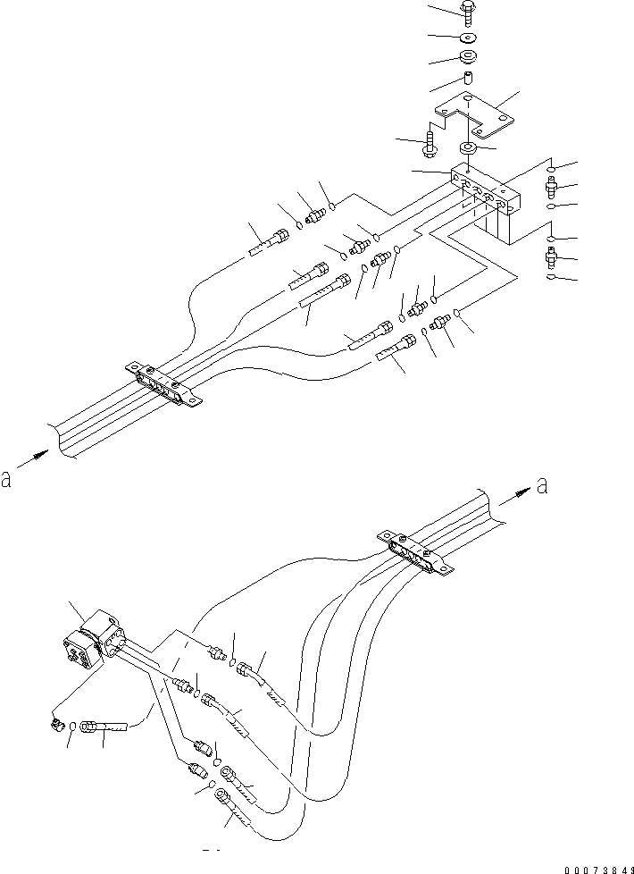 Komatsu parts book diagram for HM300-1L S/N A10001-UP: FLOOR (STEERING VALVE PIPING)