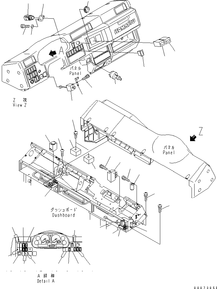 Komatsu parts book diagram for HM300-1L S/N A10001-UP: CAB INSTRUMENT PANEL (ELECTRICAL SYSTEM WITH DUMP COUNTER)