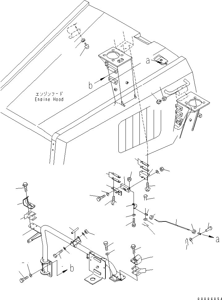 Komatsu parts book diagram for HM300-1L S/N A10001-UP: ENGINE HOOD AND RELATED PARTS (2/2)(#A10022-)