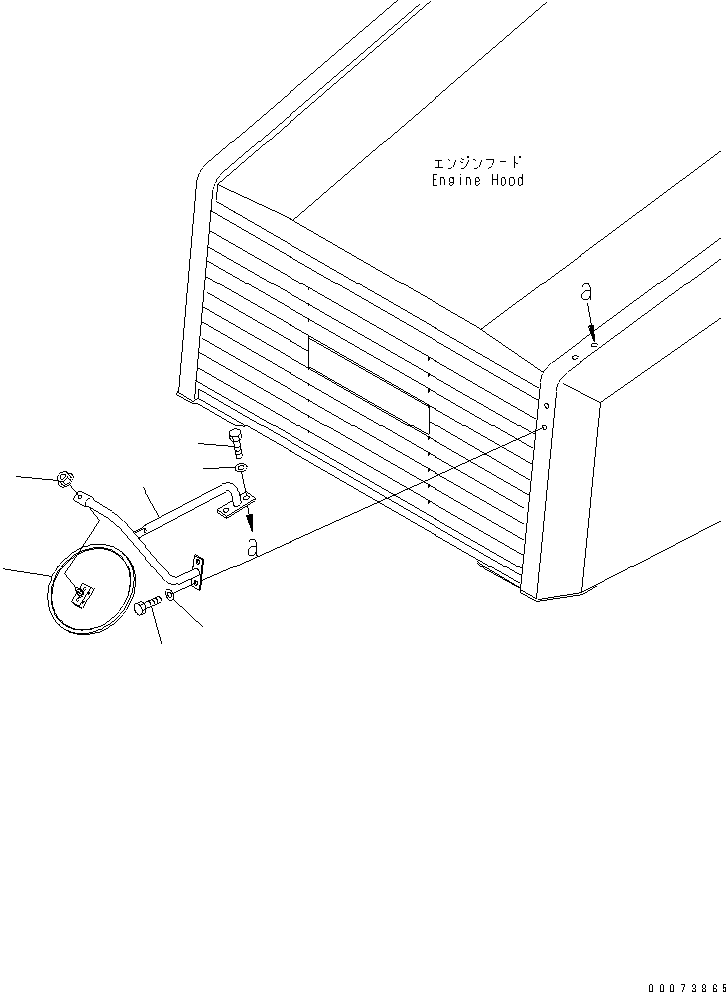 Komatsu parts book diagram for HM300-1L S/N A10001-UP: ENGINE HOOD (FRONT UNDER MIRROR)(#A10022-)