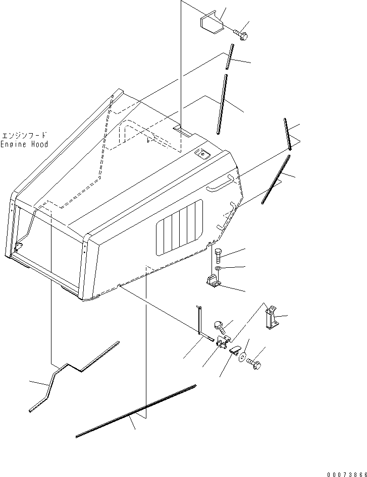 Komatsu parts book diagram for HM300-1L S/N A10001-UP: ENGINE HOOD (SEAL)