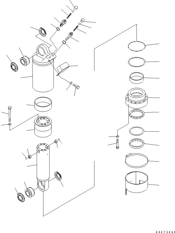 Komatsu parts book diagram for HM300-1L S/N A10001-UP: FRONT SUSPENSION CYLINDER